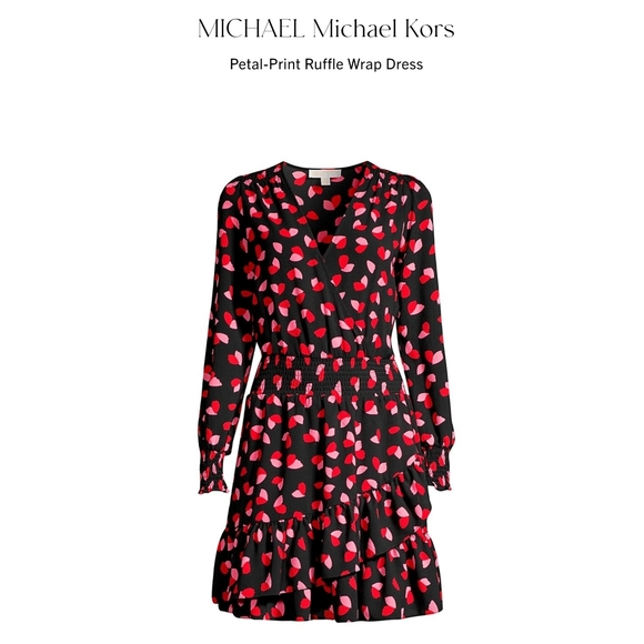 NWT Michael Kors Petal-Print Ruffle Wrap Dress - Picture 5 of 5